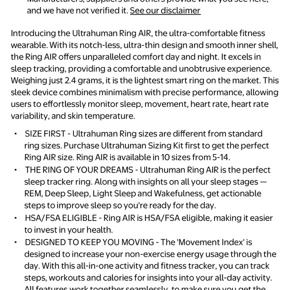 NWT Ultrahuman Aster Black Smart Ring - Picture 6 of 11